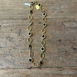 🔥 Vintage 80s Ginnie Johansen Statement Necklace | Signed | Gold & Black Beads